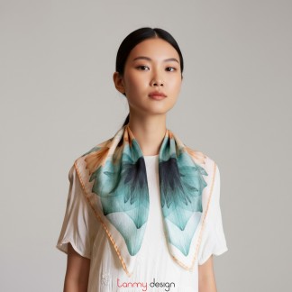 Square silk scarf- peacock feathers 65*65 cm